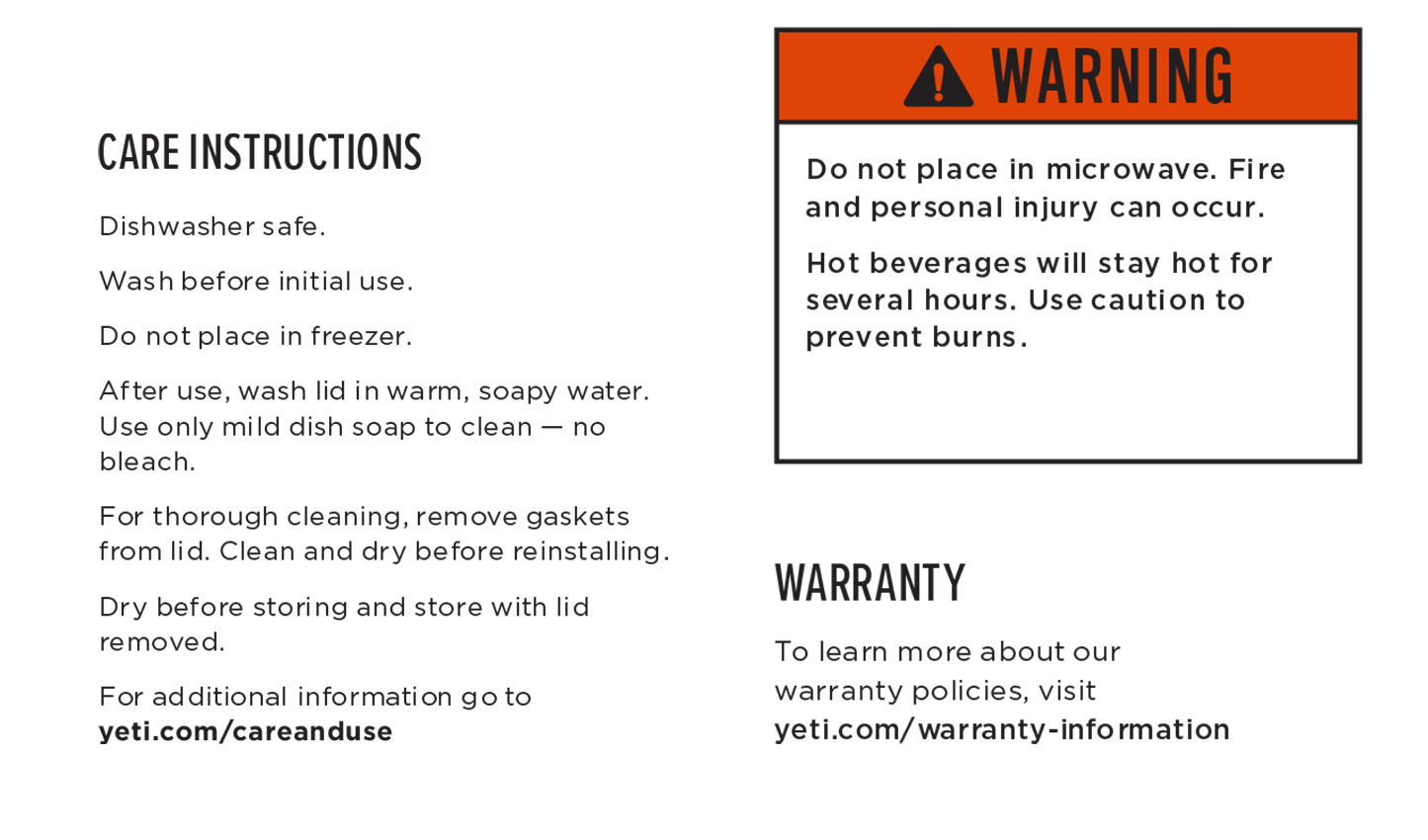 Warning Label Rambler® Tumbler or Rambler® Mug with Magslider™ Lid