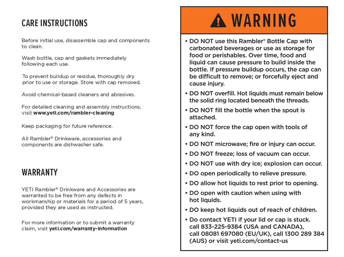 Warning Label Rambler® Bottle with HotShot™ or Cup Cap